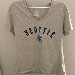 Fanatics Gray Seattle Kraken Women's V-Neck Tee